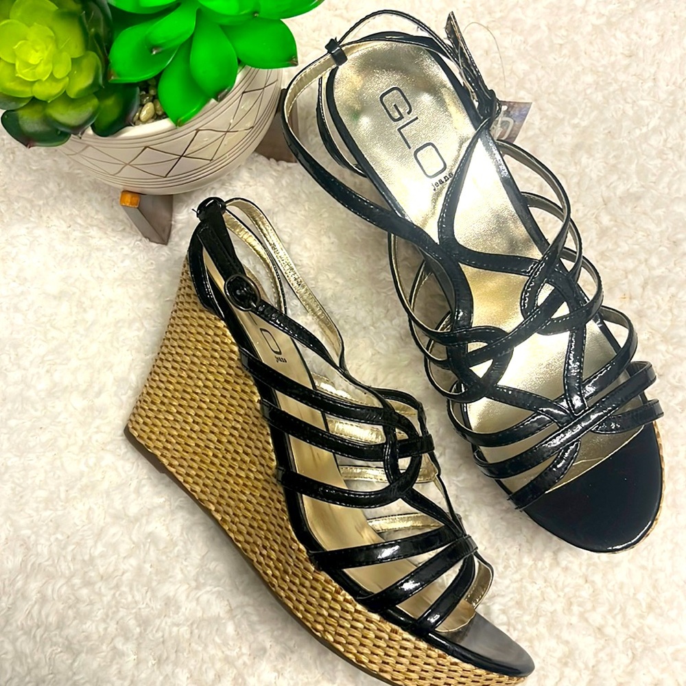 Sandals Glo jeans Sandals wedge heels Jordan black size 10